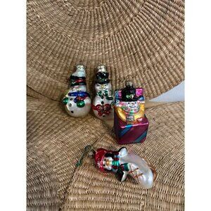 (4) piece Glass Snowman ornaments